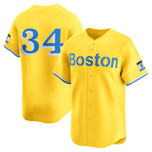 Boston Red Sox #34 David Ortiz City Connect Retired Player Jersey - Gold Stitched Baseball Jersey - Main View