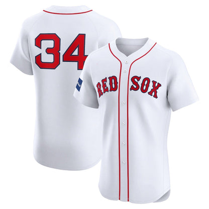 Boston Red Sox #34 David Ortiz Home Elite Sponsor Patch Player Jersey - White Stitched Baseball Jersey - Main View