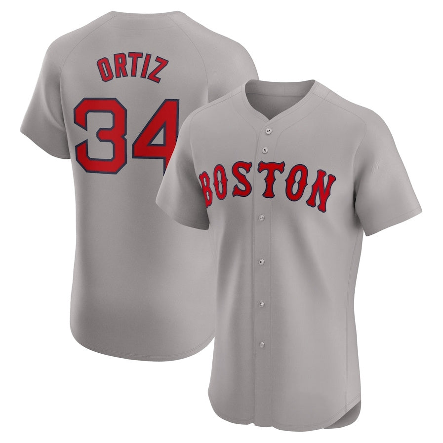 Boston Red Sox #34 David Ortiz Road Elite Player Jersey - Gray Stitched Baseball Jersey - Main View