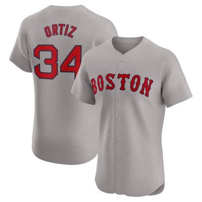 Boston Red Sox #34 David Ortiz Road Elite Player Jersey - Gray Stitched Baseball Jersey - Main View
