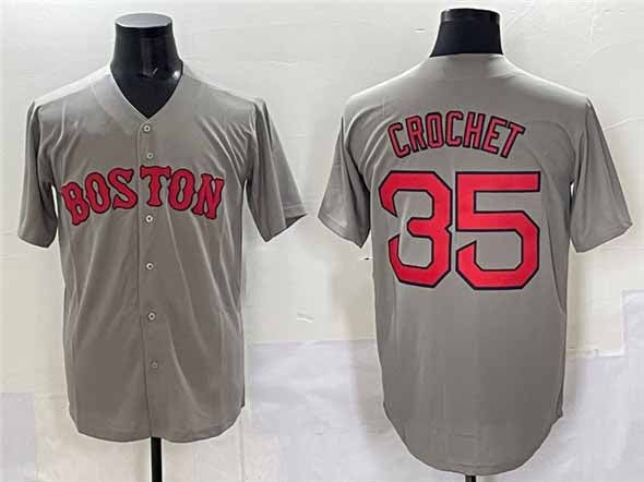 Boston Red Sox #35 Garrett Crochet Gray Cool Base Stitched Baseball Jersey - Main View