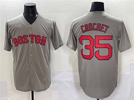 Boston Red Sox #35 Garrett Crochet Gray Cool Base Stitched Baseball Jersey - Main View