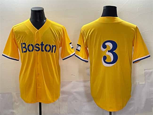 Boston Red Sox #3 Ceddanne Rafaela Gold City Connect Stitched Baseball Jersey - Main View