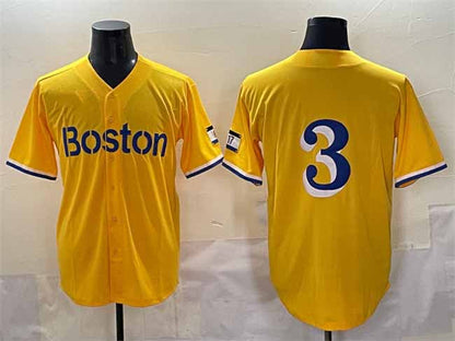 Boston Red Sox #3 Ceddanne Rafaela Gold City Connect Stitched Baseball Jersey - Main View