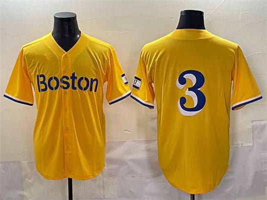 Boston Red Sox #3 Ceddanne Rafaela Gold City Connect Stitched Baseball Jersey - Main View