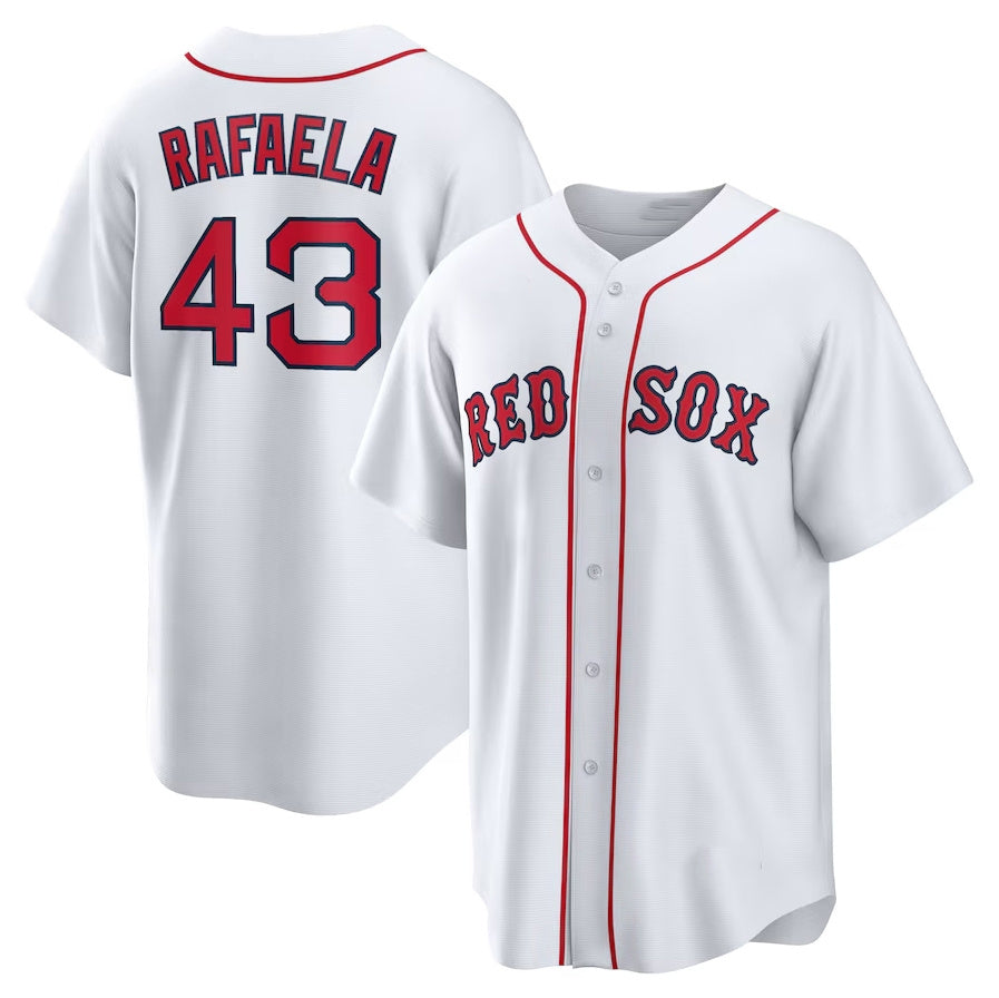 Boston Red Sox #43 Ceddanne Rafaela Home Replica Jersey - White Stitched Baseball Jersey - Main View