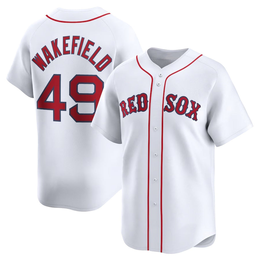 Boston Red Sox #49 Tim Wakefield Home Limited Player Jersey - White Stitched Baseball Jersey - Main View