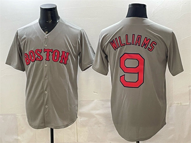Boston Red Sox #9 Ted Williams Grey Cool Base Stitched Baseball Jersey - Main View