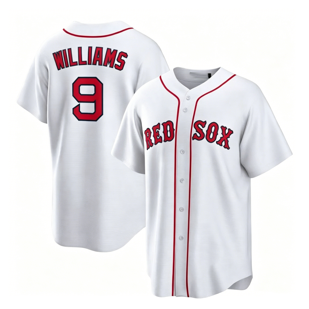 Boston Red Sox #9 Ted Williams White Cool Base Stitched Baseball Jersey - Main View