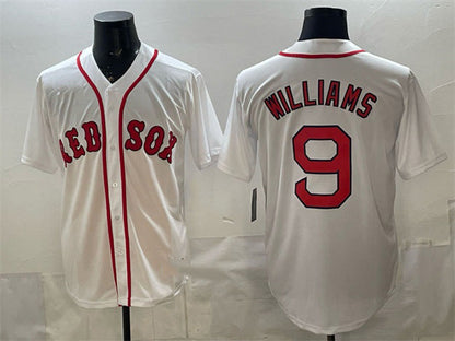 Boston Red Sox #9 Ted Williams White Cool Base Stitched Baseball Jersey - Main View