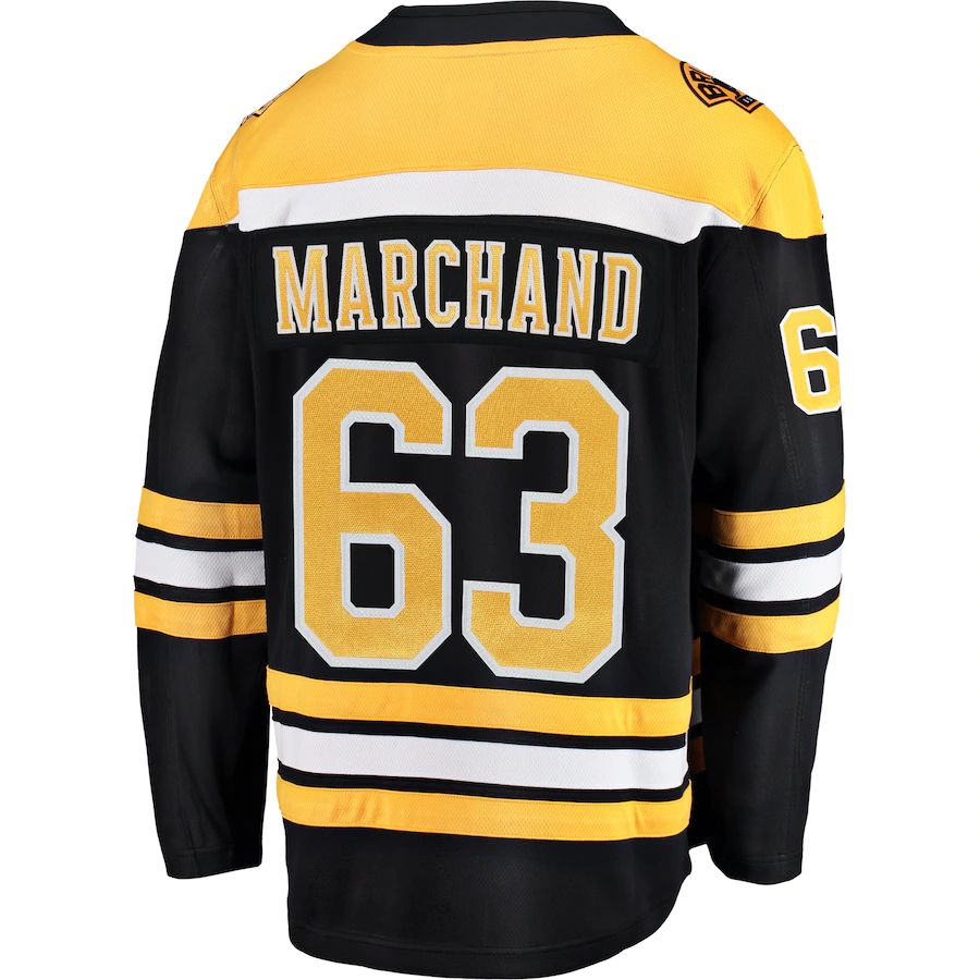 B.Bruins #63 Brad Marchand Fanatics Branded Breakaway Player Jersey Black Stitched American Hockey Jerseys - Main View
