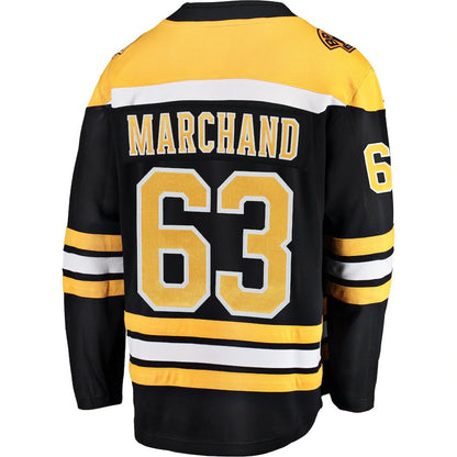 B.Bruins #63 Brad Marchand Fanatics Branded Breakaway Player Jersey Black Stitched American Hockey Jerseys - Main View