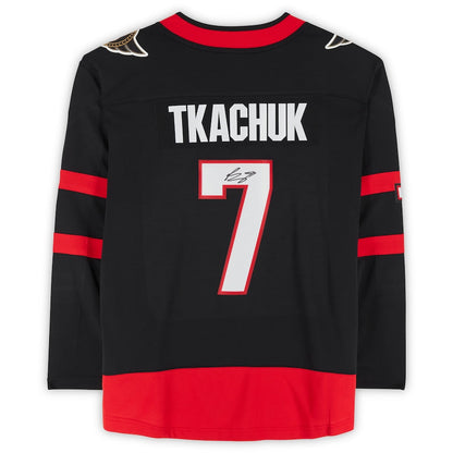 O.Senators #7 Brady Tkachuk Fanatics Authentic Autographed Breakaway Jersey Black Stitched American Hockey Jerseys - Main View