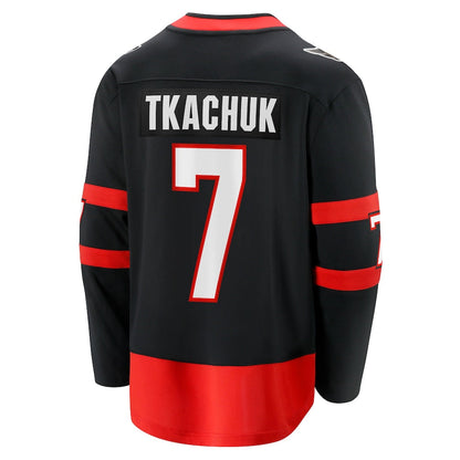 O.Senators #7 Brady Tkachuk Fanatics Branded 2020-21 Home Premier Breakaway Player Jersey Black Stitched American Hockey Jerseys - Main View
