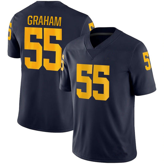 M.Wolverines #55 Brandon Graham Jordan Brand Game Jersey Navy Stitched American College Jerseys - Main View