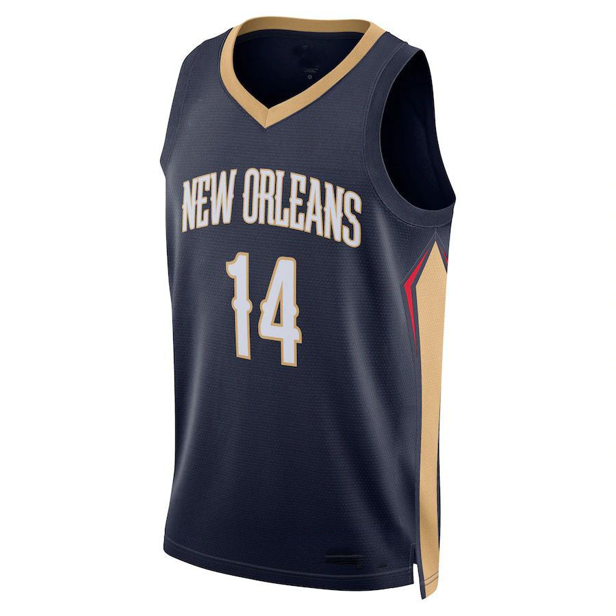 NO.Pelicans #14 Brandon Ingram Unisex 2022-23 Swingman Jersey Icon Edition Navy Stitched American Basketball Jersey - Main View