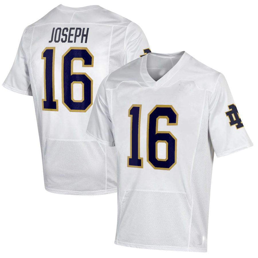 N.Dame Fighting Irish #16 Brandon Joseph Under Armour NIL Replica Football Jersey White Stitched American College Jerseys - Main View