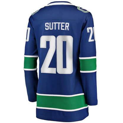 V.Canucks #20 Brandon Sutter Fanatics Branded Home Breakaway Player Jersey Blue Stitched American Hockey Jerseys - Main View