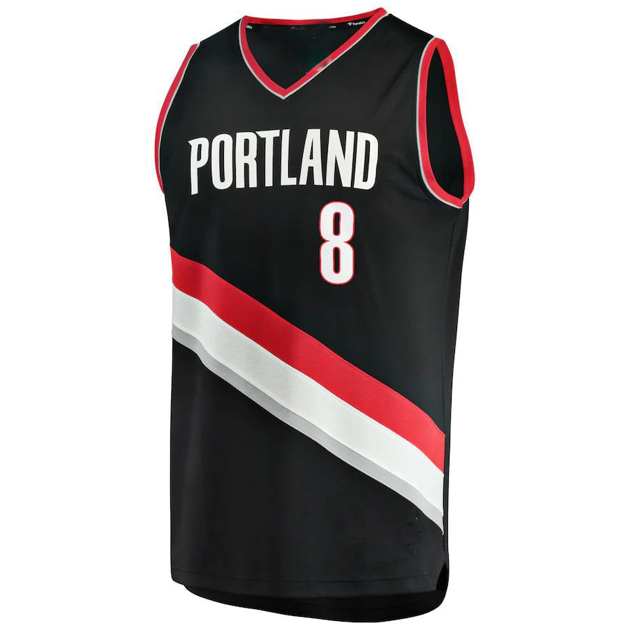 P.Trail Blazers #8 Brandon Williams Fanatics Branded 2021-22 Fast Break Replica Jersey Icon Edition Black Stitched American Basketball Jersey - Main View