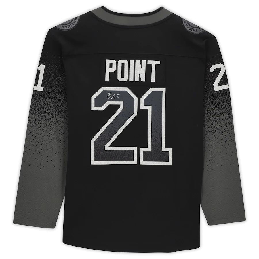 TB.Lightning #21 Brayden Point Fanatics Authentic Autographed Black Alternate Breakaway Jersey Stitched American Hockey Jerseys - Main View