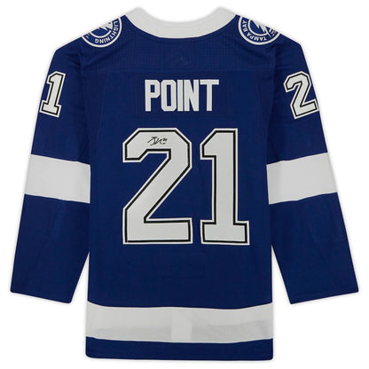 TB.Lightning #21 Brayden Point Fanatics Authentic Autographed Stanley Cup Champions with 2021 Stanley Cup Final Patch Blue Stitched American Hockey Jerseys - Main View