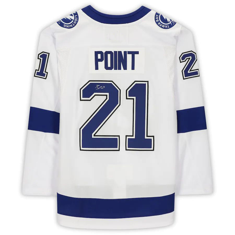 TB.Lightning #21 Brayden Point Fanatics Authentic Autographed with 2020 Stanley Cup Final Patch White Stitched American Hockey Jerseys - Main View