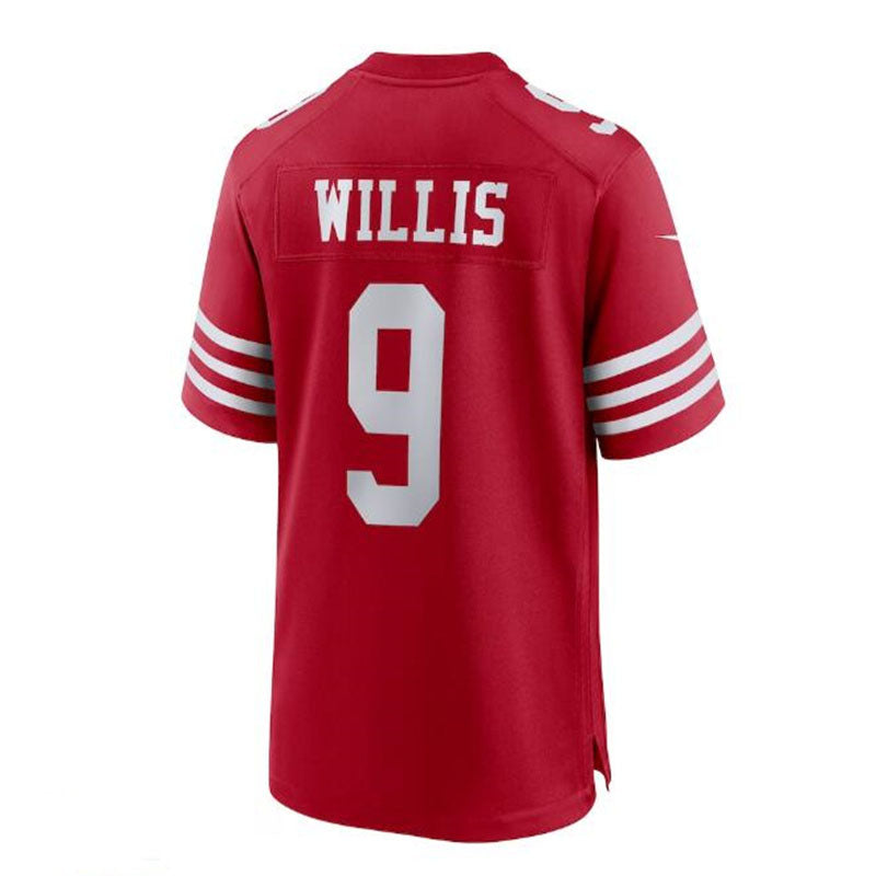 SF.49ers #9 Brayden Willis Team Game Jersey - Scarlet Stitched American Football Jerseys - Main View