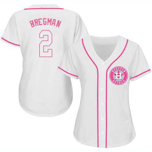 Baseball Jersey Houston Astros Alex Bregman White Pink Fashion Stitched Jerseys - Main View