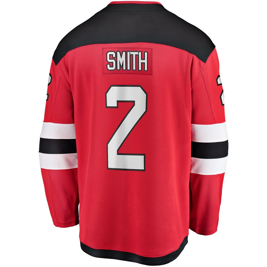 NJ.Devils #2 Brendan Smith Fanatics Branded Home Breakaway Player Jersey Red Stitched American Hockey Jerseys - Main View