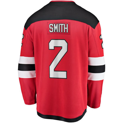 NJ.Devils #2 Brendan Smith Fanatics Branded Home Breakaway Player Jersey Red Stitched American Hockey Jerseys - Main View