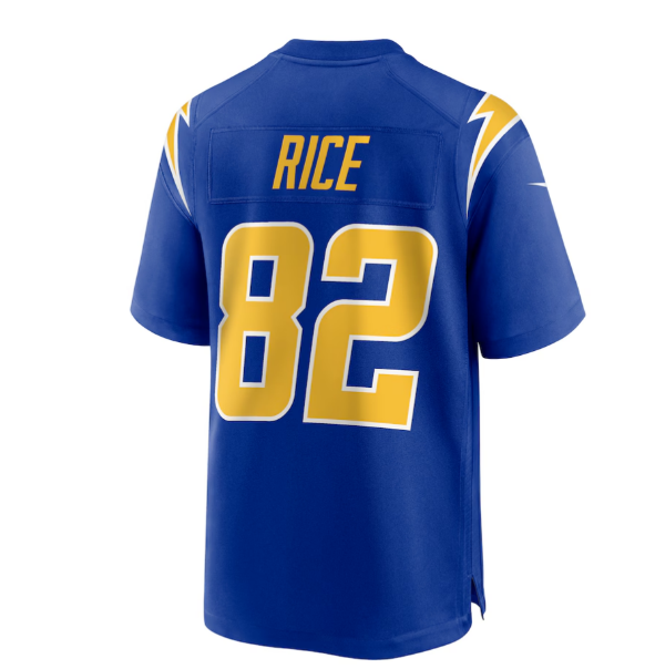 LA.Rams #82 Brenden Rice 2024 Draft First Round Pick Player Game Jersey - Royal American Football Jerseys - Main View