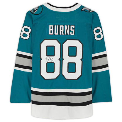 SJ.Sharks #88 Brent Burns Fanatics Authentic Autographed 30th Anniversary Season Authentic Jersey Teal Stitched American Hockey Jerseys - Main View