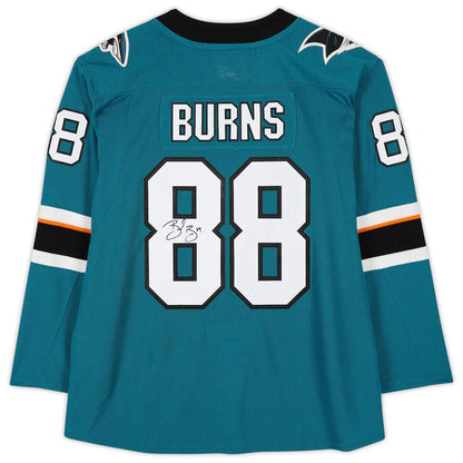 SJ.Sharks #88 Brent Burns Fanatics Authentic Autographed  Teal Stitched American Hockey Jerseys - Main View