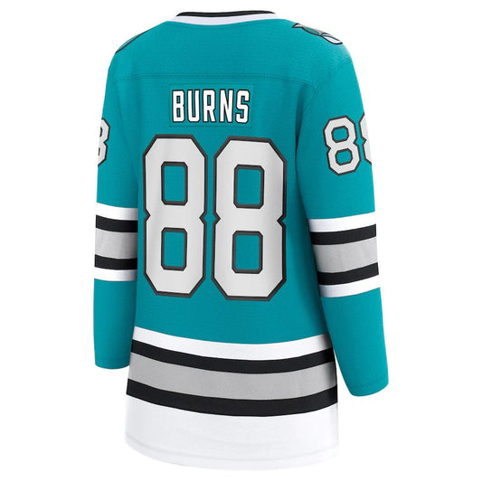 SJ.Sharks #88 Brent Burns Fanatics Branded 30th Anniversary Premier Breakaway Player JerseyTeal Stitched American Hockey Jerseys - Main View