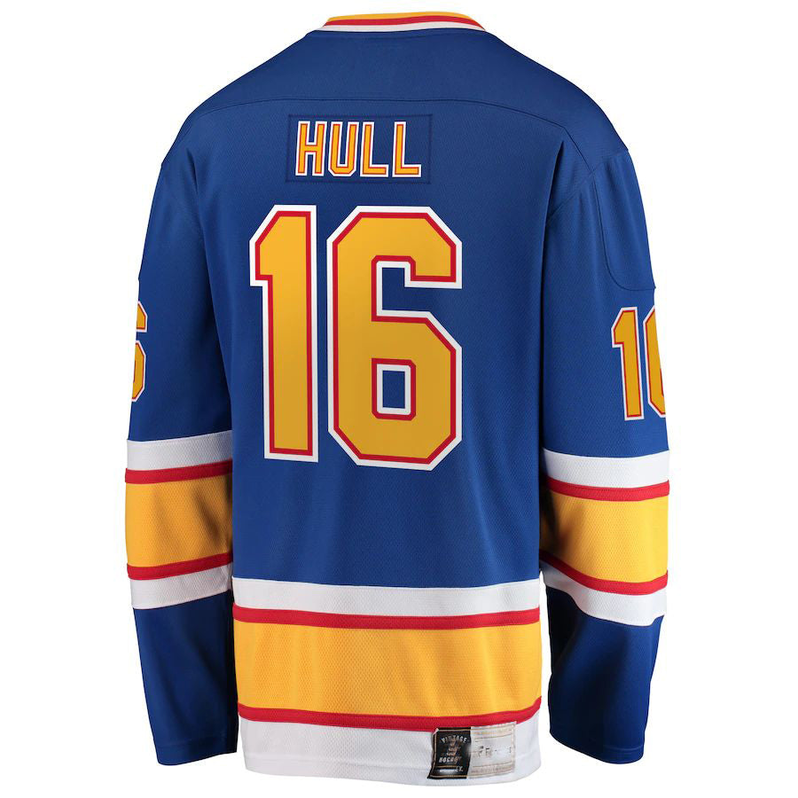 St.L.Blues #16 Brett Hull Fanatics Branded Premier Breakaway Retired Player Jersey  Blue Stitched American Hockey Jerseys - Main View