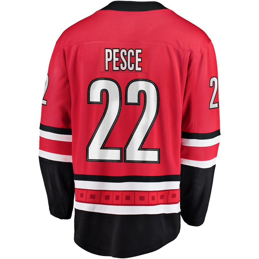 C.Hurricanes #22 Brett Pesce Fanatics Branded Breakaway Player Jersey Red Stitched American Hockey Jerseys - Main View