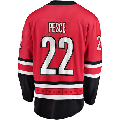 C.Hurricanes #22 Brett Pesce Fanatics Branded Breakaway Player Jersey Red Stitched American Hockey Jerseys - Main View