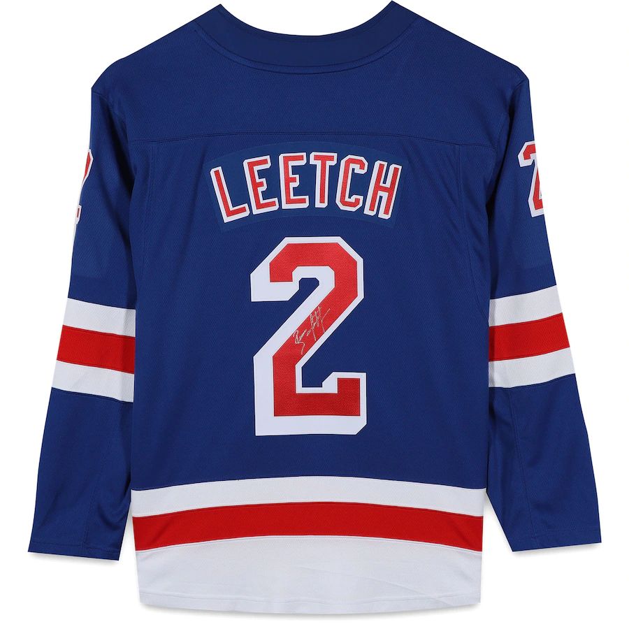NY.Rangers #2 Brian Leetch Fanatics Authentic Autographed Fanatics Breakaway Jersey Blue Blue Stitched American Hockey Jerseys - Main View