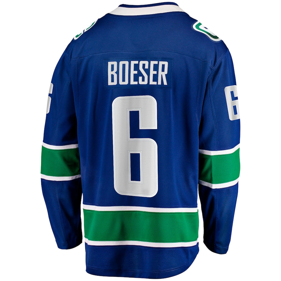 V.Canucks #6 Brock Boeser Fanatics Branded Home Breakaway Jersey Blue Stitched American Hockey Jerseys - Main View