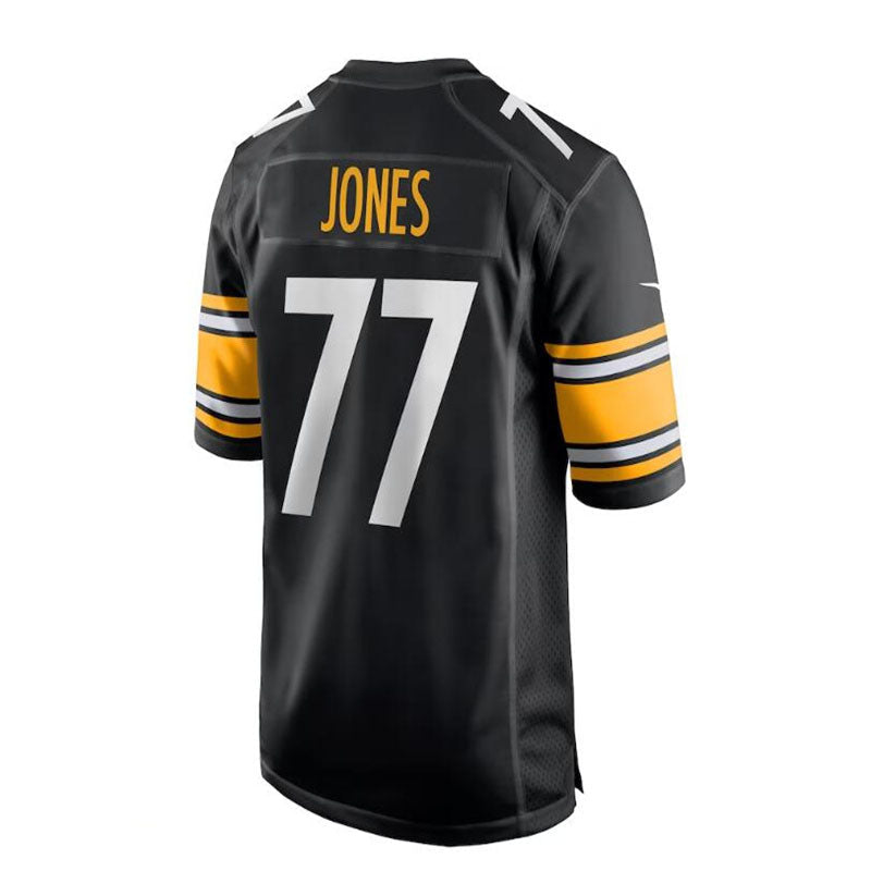 P.Steelers #77 Broderick Jones 2023 Draft First Round Pick Game Jersey - Black Stitched American Football Jerseys - Main View