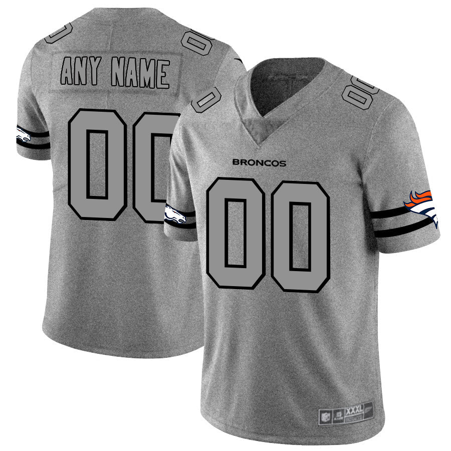 Custom D.Broncos 2019 Gray Gridiron Gray Vapor Untouchable Limited Jersey Stitched Jersey American Football Jerseys - Main View