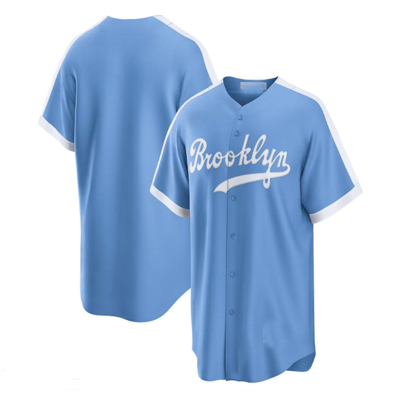 Los Angeles Dodgers Brooklyn Alternate Cooperstown Collection Team Jersey - Light Blue Baseball Jerseys - Main View