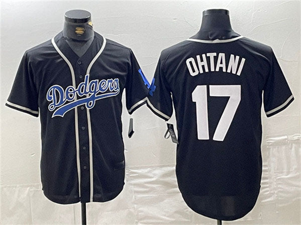Brooklyn Dodgers #17 Shohei Ohtani Black Cool Base With Patch Stitched Baseball Jersey - Main View