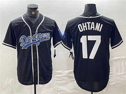 Brooklyn Dodgers #17 Shohei Ohtani Black Cool Base With Patch Stitched Baseball Jersey - Main View