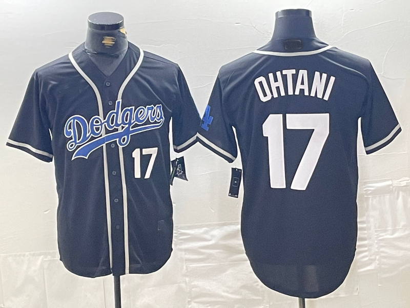 Brooklyn Dodgers #17 Shohei Ohtani Black Cool Base With Patch Stitched Baseball Jersey - Main View