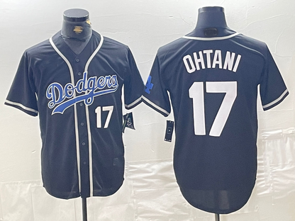 Brooklyn Dodgers #17 Shohei Ohtani Black Cool Base With Patch Stitched Baseball Jersey - Main View