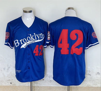 Brooklyn Dodgers #42 Jackie Robinson Royal Stitched Baseball Jersey - Main View