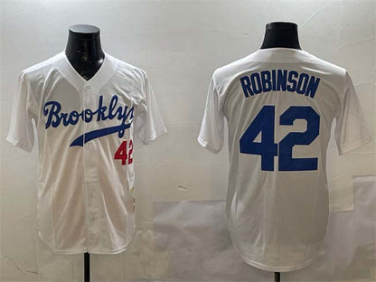 Brooklyn Dodgers #42 Jackie Robinson White Stitched Baseball Jersey - Main View