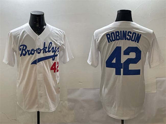 Brooklyn Dodgers #42 Jackie Robinson White Stitched Baseball Jersey - Main View