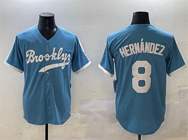 Brooklyn Dodgers #8 Enrique Hernández Light Blue Stitched Baseball Jersey - Main View
